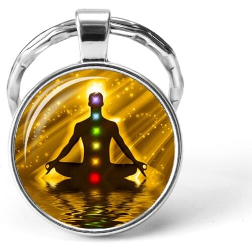 Chakra Reiki Healing Keychain Buddha Yoga Meditation Pendant Key Rings Spiritual Om Symbol Indian Meditation Jewelry Key Chains