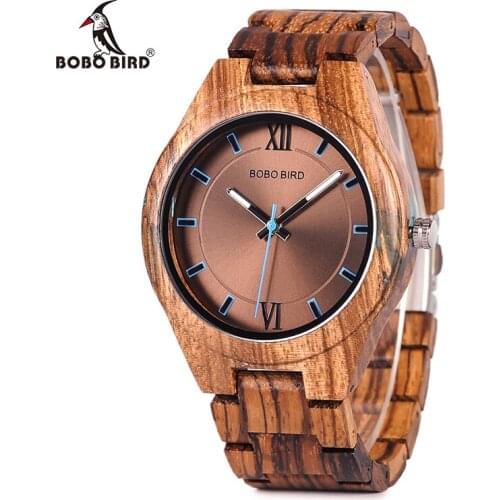 BOBO BIRD Wood Watches Unique Zebrawood and Resin Conbined Case Men Quartz Wooden Wristwatch C-eQ05
