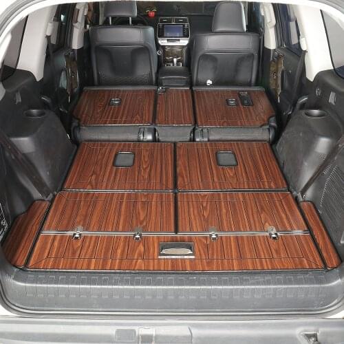 8PCS for Toyota Land Cruiser Prado 150 7-Seat 2010-2019 Car Wood Cargo Liner Trunk Mats Wooden Pads Carpets Interior Accessories