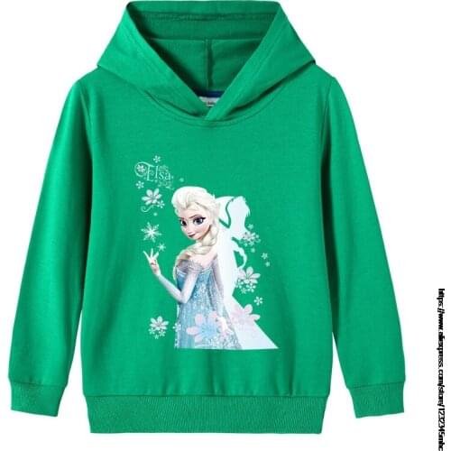 Cartoon Frozen Elsa Print Baby Girls Hooded Sweatshirts Disney Girl Hoodies Clothes Cotton Soft Kids Sportswear