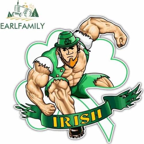 EARLFAMILY 13cm x 12.9cm For Irish Leprechaun St. Patric Graffiti Sticker DIY Vinyl Car Wrap Body For Car Scratch-Proof Sticker