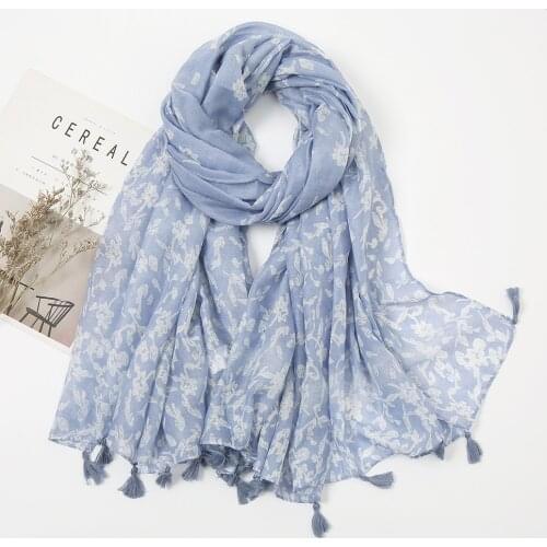 Elegant Tassels Women Scarf Hijabs Enthic Printed Cotton Autumn High Quality Head Wraps Large Pashmina Foulards Womens bandana
