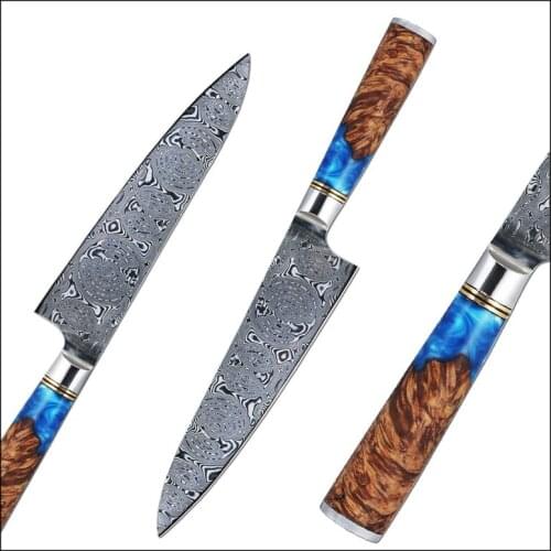 FANGZUO Chefs Nakiri Knife 67 Layers Japanese Damascus Steel Damascus Chef Knife 8 Inch Damascus Kitchen Knife Solidified Wood