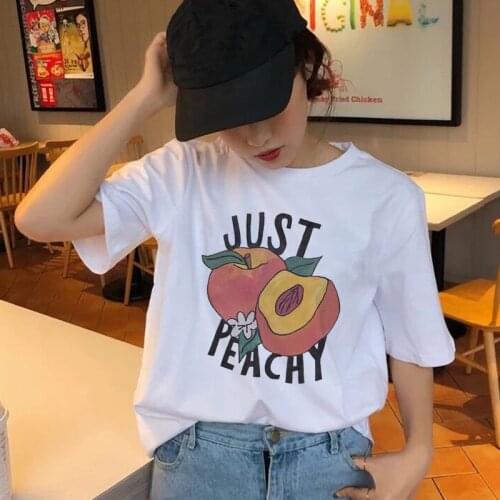 Peach Juice t shirt Japanses Kawaii T-Shirt Summer ulzzang Grunge Girls 90s Aesthetic Tee Top Tumblr tshirt harajuku Women