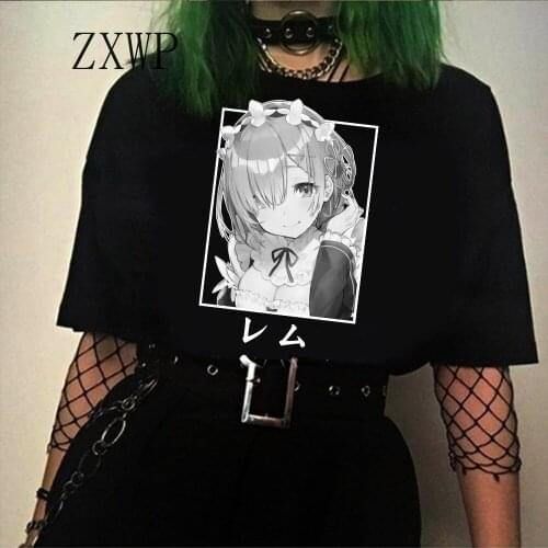 Re zero Kawaii Starting Life in Another World T Shirt Short Sleeve Print Harajuku Casual T Shirt Tops Unisex goth clothes women