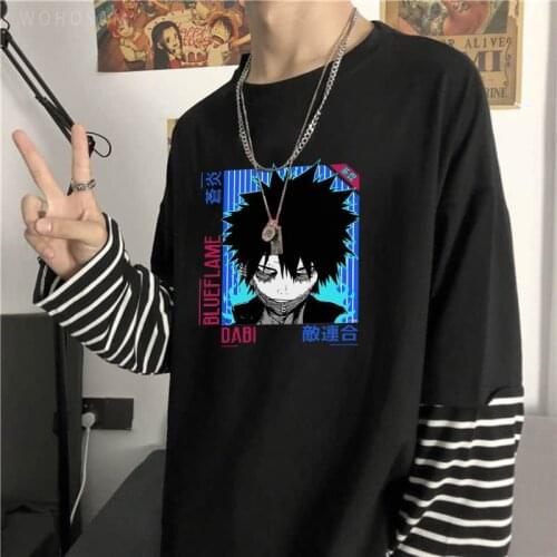 Harajuku Japan Anime My Hero Academia Dabi T Shirt Funny Cartoon Men T-shirt Summer Casual Oversize Long Sleeve Women Tshirts
