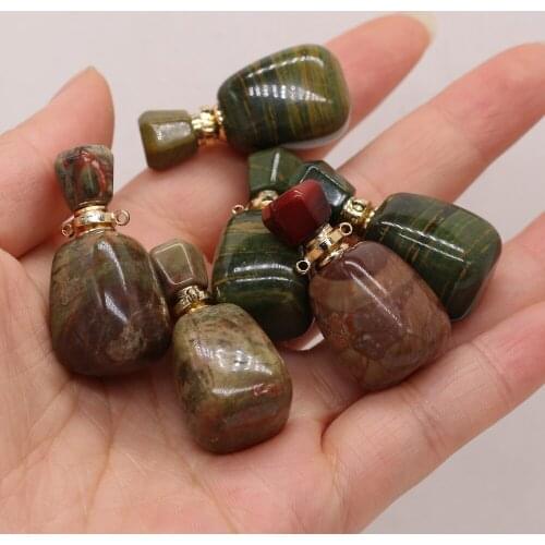 Hot Sale Natural Semi-precious Stone Perfume Bottle Pendant for Essential Oil Vial Jewelry Making DIY Necklace Accessories