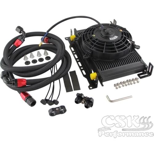 25 Row 248mm AN10 British Oil Cooler Kit w/ Brackets Fits For BMW E36 Euro E82 E9X 135/335 E46 M3 E90 E92 Black/Silver