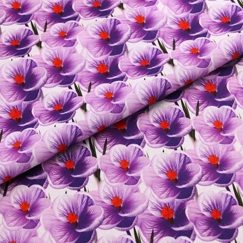 Cartoon Purple Flowers Printed 100% Cotton Fabric for Girl Clothes Bedding Set Hometextile Cushion Cover Backpack DIY