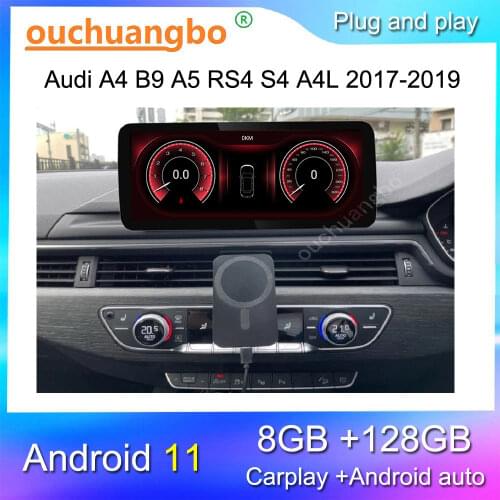 Ouchuangbo radio multimedia player for 12.3 inch RHD A4 B9 V9 A5 f5 RS4 S4 A4L 2017-2019 Android 10 GPS navigation MSM8953