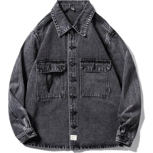 Casual Oversized Denim Jacket Men Big Pocket Chic Design Simple Personality Cotton Male Brand Clothing Coat Plus Size M-5xl