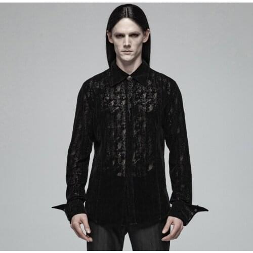 PUNKRAVE Mens Gothic Lace Flocking Shirt Victoria Embroidery Party Evening Dinner Long Sleeve Blouses
