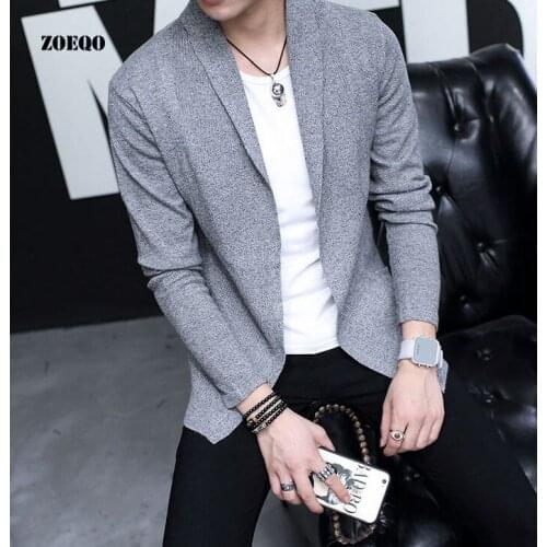 ZOEQO Autumn new fashion mens cardigan sweater spring casual thin knitwear coat Males Pull style cardigan Clothings Sweaters Men