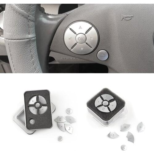 For Mercedes Benz E C S GLK R ML GL CLS SLK Class W212 W204 ABS Chrome Steering Wheel Button Stickers Cover Trim