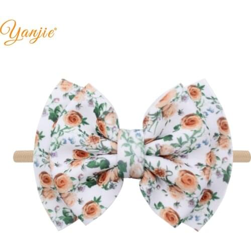 Nylon Headband 2021 New Arrival Fashion Printed 6" Double Neoprene Hair Bow Baby Headband Handmade Hair Bands Hair Accessories