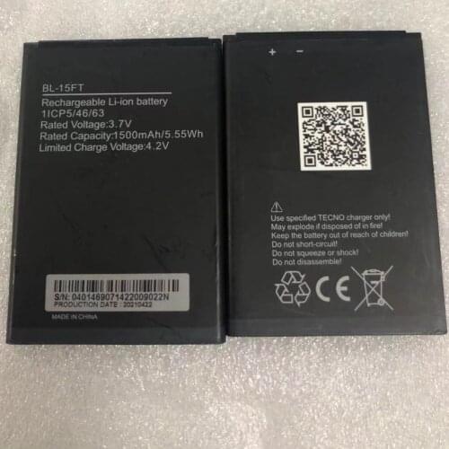 100% new and original TECNO mobile phone panel BL-15FT battery 5.55WH 1500mAh phone battery
