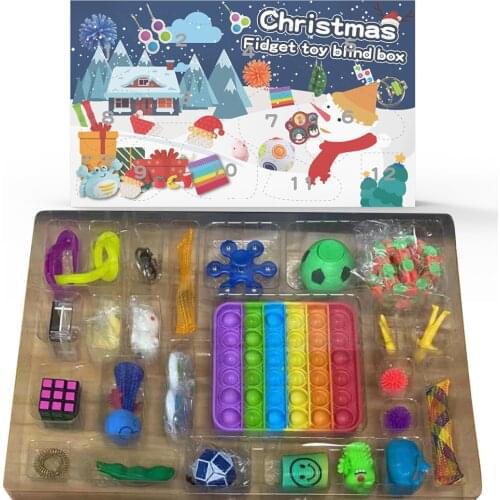 NEW 24pcs Fidget Toys Pack Mystery Box Advent Calanders Surprise Christmas Gift Box Antistress Simple Dimple 2022 Novelty Gifts