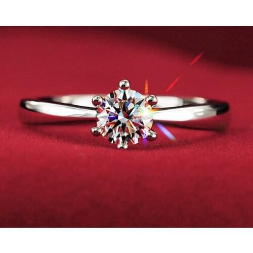 New 1.2carat 6claws large rhinestone Rings women white gold Color Engagement alliance USA size