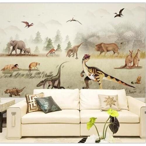 Beibehang Wallpaper custom large-scale dinosaur animal kingdom grassland childrens room TV sofa background wall wallpaper