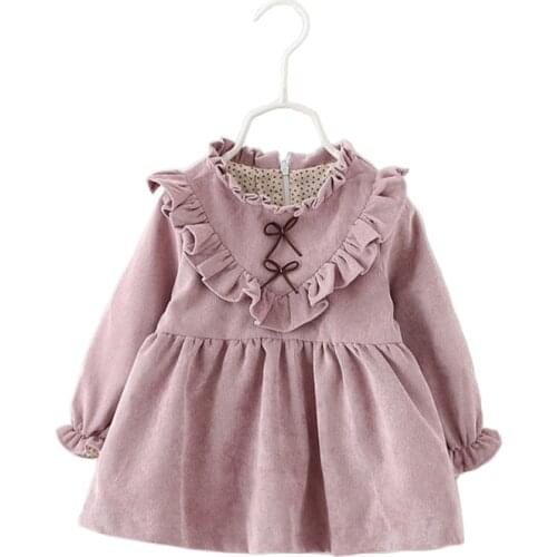 Baby Girl Ruffles Princess Dress 2020 New Spring Children Korean Long Sleeves Dresses Kids Girls Clothing Cute Kid Bows Clothes