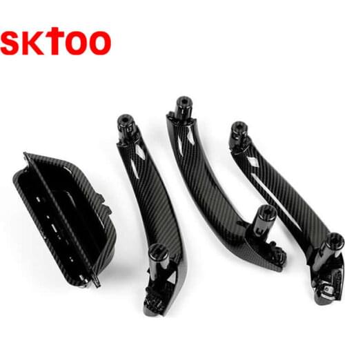 LHD Interior Door Carbon Fiber Armrest Pull Handle with Leather For BMW X3 X4 F25 F26 2010-2016