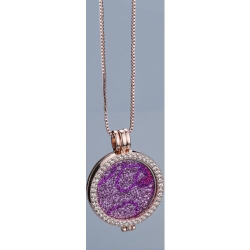 Flash sale pink interchangeable trendy brand new necklaces pendants 35mm coin holder rose gold for women set gift jewelry