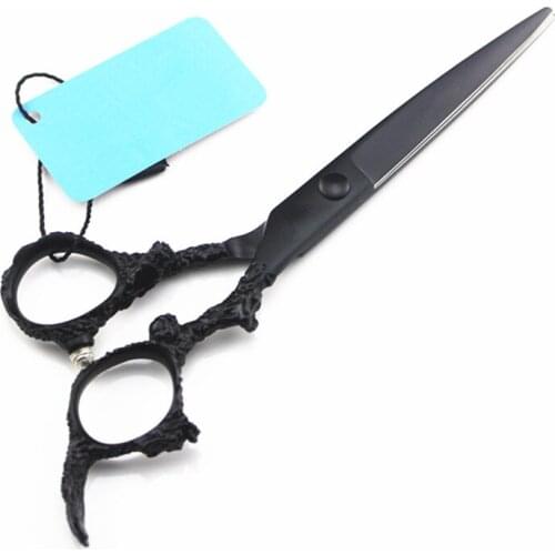 Professional Japan 5.5 6 '' black Dragon hair scissors cutting barber makas hair scissor thinning shears hairdressing scissors