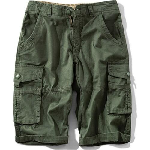 Dropshipping Summer 100%Cotton Shorts Men Casual Multi-Pocket Cargo Shorts Army Green Breathable Shorts Camouflage Male Shorts