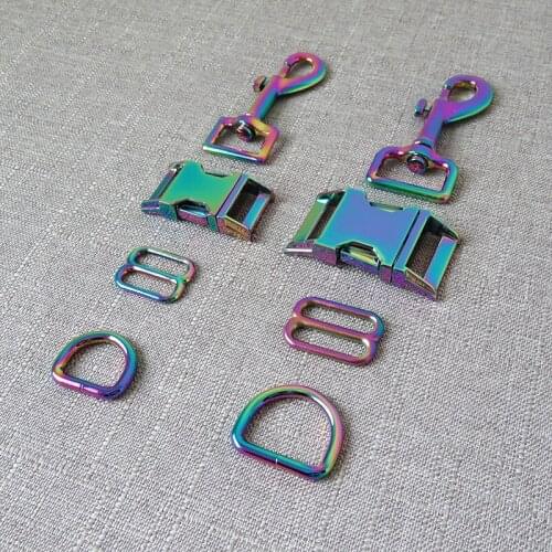 10Sets 20mm 25mm Metal D Ring Straps Belt Loop Slider Release Buckle Carabiner Hook For Dog Collar Leash Harness DIY Accessories