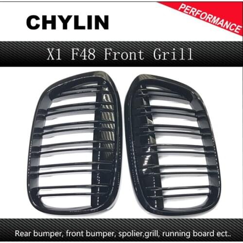 F48 ABS Dual Slat Front Bumper Grills Kidney Grille For BMW X1 F48 F49 5-Door Hatchback 2015 2016 Grill Mesh