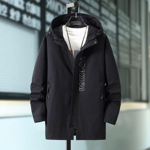 New Arrival Men Trench Coat Hooded Jackets Male Hot Sale Outerwear Casual Pockets Streetwear Men Windbreaker Brand Men Clothing