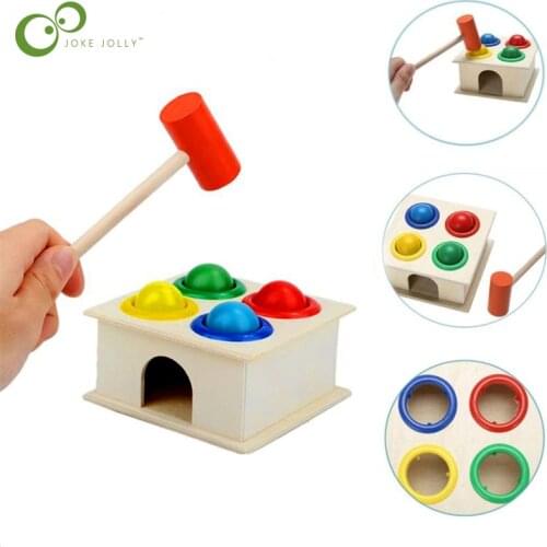 1Set Wooden Hammering Ball Hammer Box Children Fun Playing Hamster Game Toy Early Kids Learning Educational Toys ZXH
