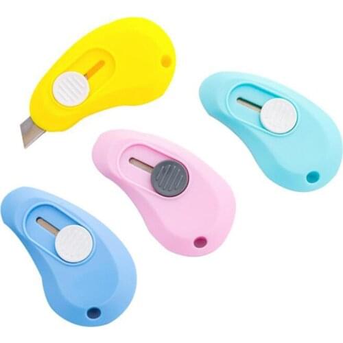 1Pc Candy Color Mini Portable Utility Knife Student DIY Paper Cutter Knives Cutting Paper Razor Blade Knife Office Stationery