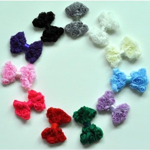 30pcs/lot 11colors Soft Solid DIY Mesh Bow For Children Hair Accessories Mini Boutique Rose Lace Baby Bows For Hair Clips