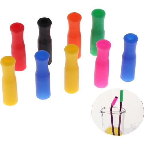 10pcs/pack 6mm/8mm Caps Anti Burn Teeth Protector Bar Reusable Silicone Straw Sleeve Food Grade Accessories Silicone Tip