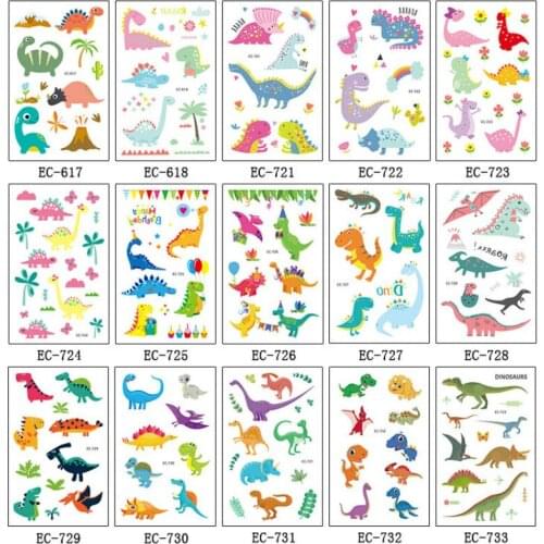 10pcs Tropical Jungle Party Dinosaur Disposable Tattoo Sticker Baby Shower Safari Birthday Party Decorations Kids Party Favors