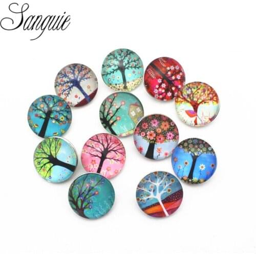 20pcs/lot note life tree 18mm Snap Buttons Charms Print Glass Buttons Fit DIY 18mm Snap Bracelets Replaceable Buttons Jewelry