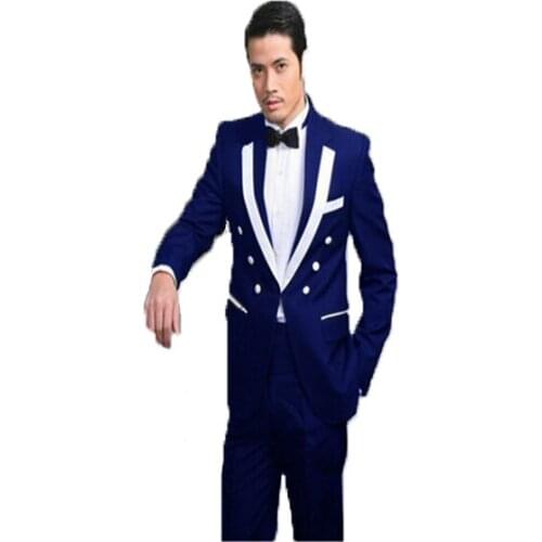 2020 Peaked Lapel Men Suits Fashion Custome Made Terno Masculino Dinner Suits Evening Dress Formal Blazer(Jacket+Pants+Vest)