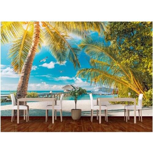 3d room wallpaer custom photo The Mediterranean landscape of palm trees home decor 3d wall murals wallpaper for walls 3 d