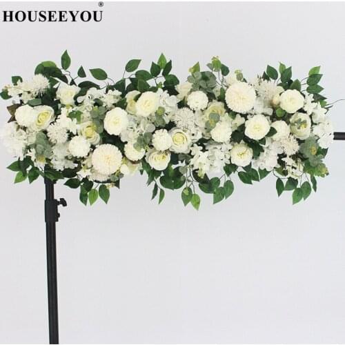 50/100CM DIY Wedding Flower Wall Arrangement Supplies Silk Peonies Rose Artificial Row Decor Iron Arch Backdrop