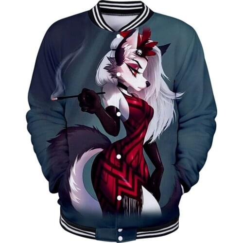 Anime Helluva Boss Baseball Jackets Men women Jackets Harajuku Streetwear Boy girl Anime Clothes