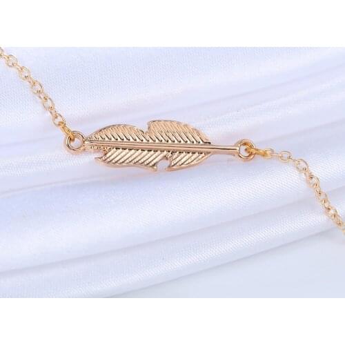Chandler Simple Leave Feather Bracelet Chain Leaf Bracelets Femme Handmade Alloy Zinc Silver Color Graduation Gift Wholesale