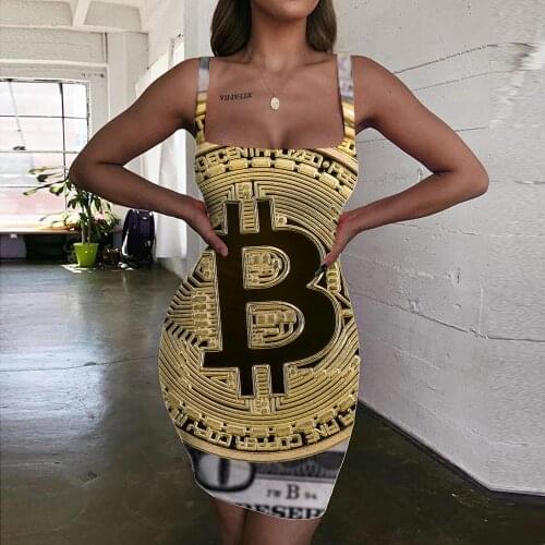 Giyu Brand Bitcoin Dresses Women Currency 3d Print Harajuku Bodycon Dress Womens Clothing Party Short Korean Style High Quality