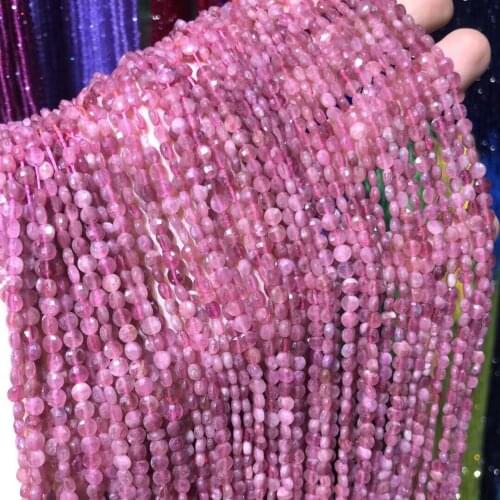 Natural Rubys Stone Beads Small Facelet Bead 4mm Loose Spacer Beads for Women Jewelry Making Bracelet DIY Necklace Accessories