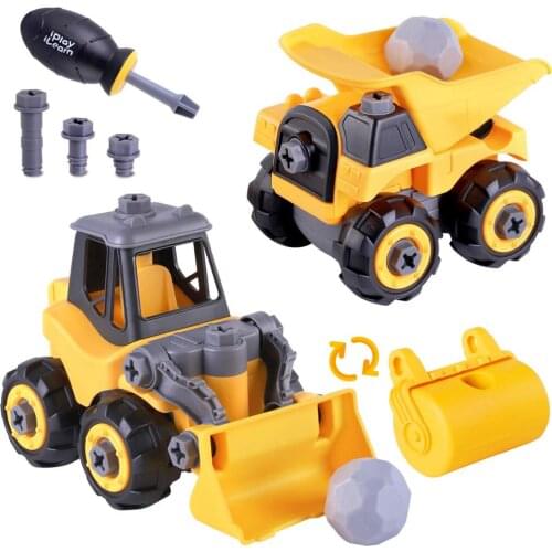 IPlay, iLearn Construction Vehicles Play Set, Take Apart Truck Toy, Assembly Dump Truck,Gift for 3 4 5 6 Year Olds Boy Toddler