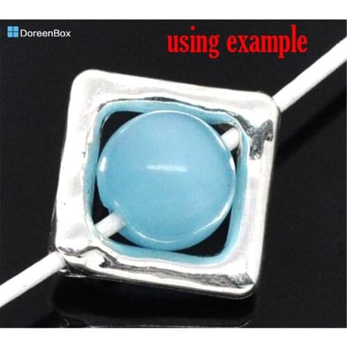 Doreen Box Lovely 50 Silver color Square Bead Frames 12x12mm Findings (B07789)