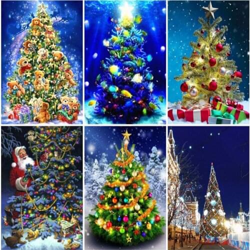 EverShine Diamond Embroidery Christmas Tree Rhinestones Art Diamond Painting Winter Cross Stitch Landscape Handmade Hobby Gift