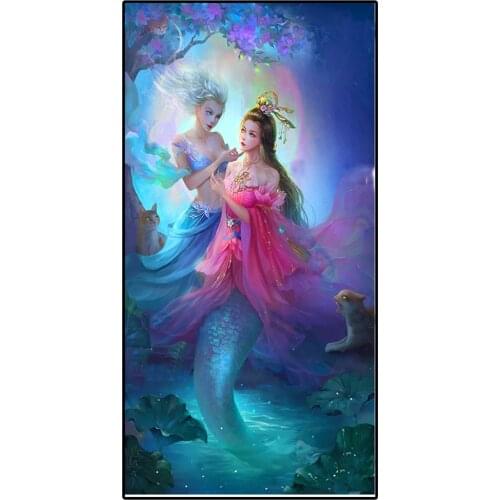 Fantasy Art Diamond Painting Full Square Round Cartoon Girls Fluorescent Night Drill Cross Stitch Kits Diamond EmbroideryZP-4635