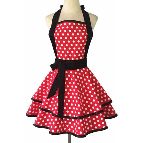 Cotton dot Double Apron Womens Blouse Simple Bandage Advertising Apron Womens Home Kitchen Supermarket Overalls