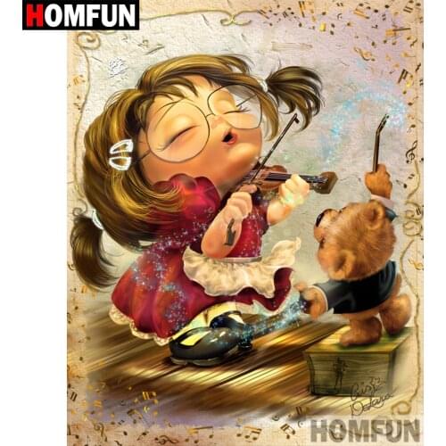 HOMFUN 5D DIY Diamond Painting Full Square/Round Drill "Violin girl" Embroidery Cross Stitch Mosaic Home Decor Gift A08974